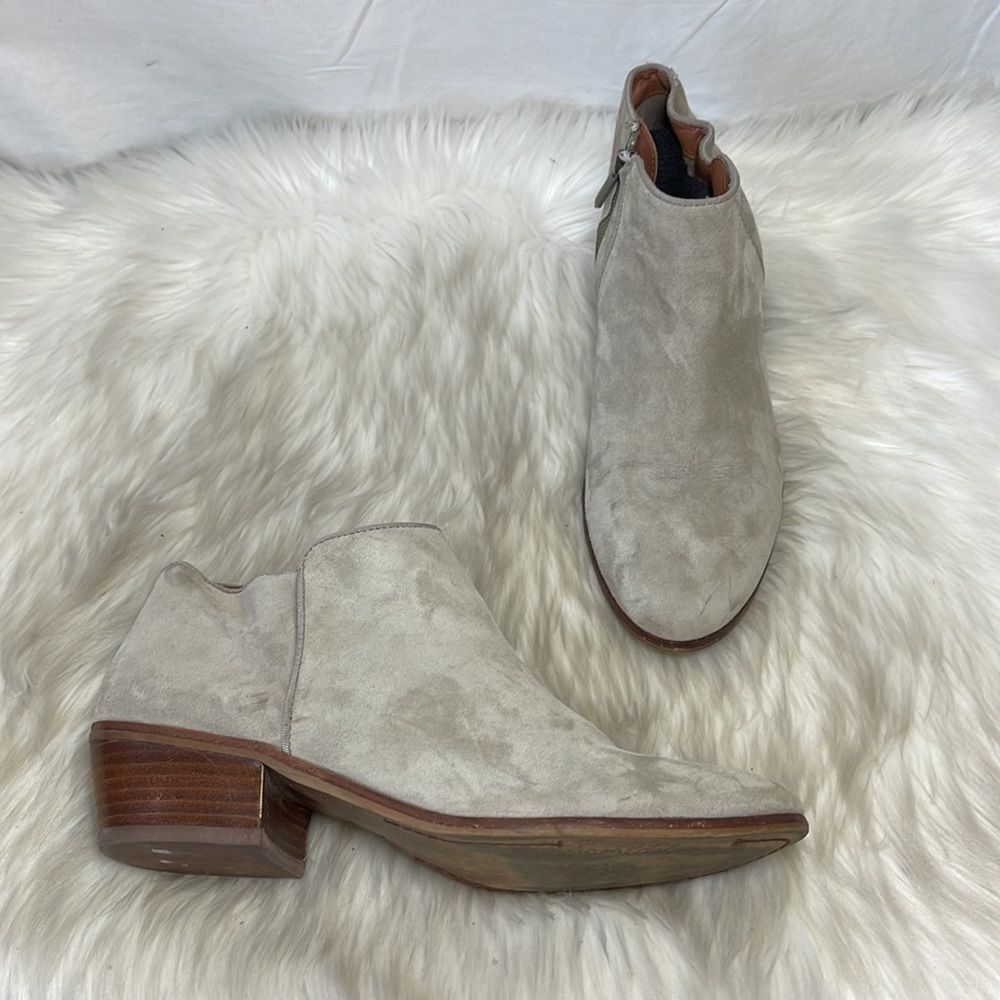 Sam Edelman Petty Suede Putty Tan Booties Sz 10